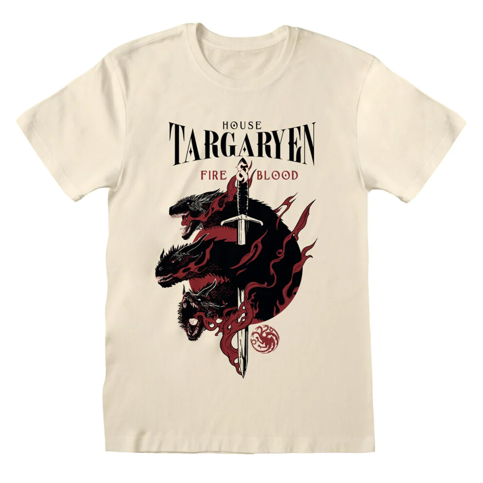 Game Of Thrones (Xl, Natural) Unisex Adult House Targaryen T-Shirt Multicoloured