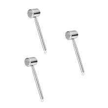 3Pcs Silver Meat Tenderizer Mallet Stainless Steel Cooking Hammer Tool