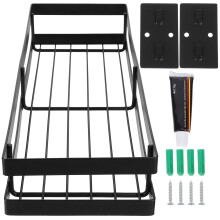 Multifunctionele Storage Basket Zwart Metaal Voor Keukenwand