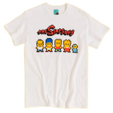 (M, White/Off White) The Simpsons Unisex Adult Pixel Artwork T-Shirt