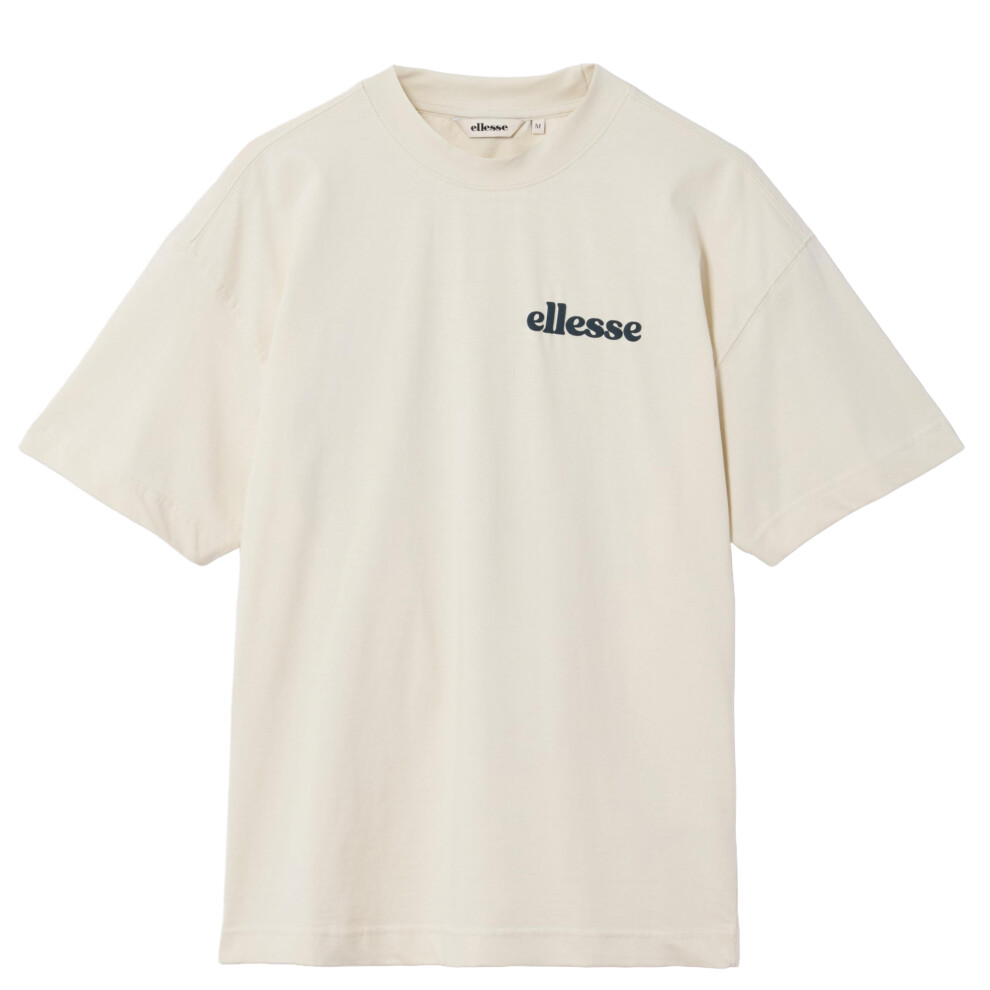 Ellesse (L, Off ) Mens Entriamo Back Print T-Shirt White