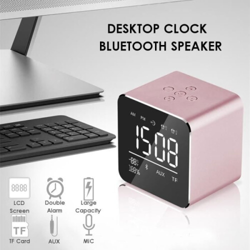 Bakeey V9 Mini Dual Alarm Spiegel LED Bluetooth Speaker - Roségoud 1