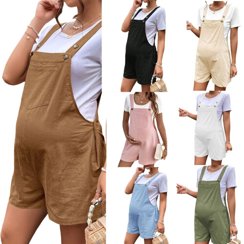 Superior Polyester Maternity Shorts Adjustable Waist-apricot M 2