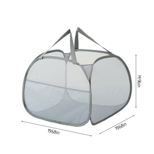 Kitchen Gadgets Clearance Mesh Laundry Basket, wide opening with side pockets, breathable and sturdy, foldable 1