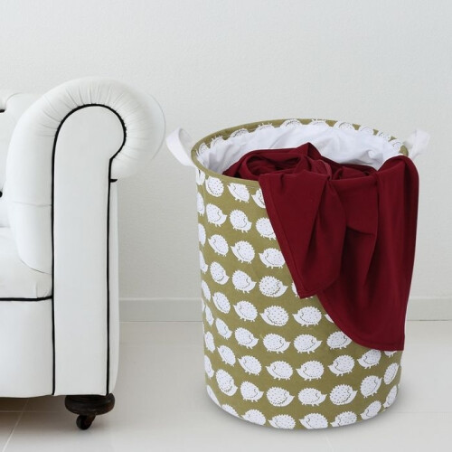 Laundry basket - Hedgehog design - Cotton - Foldable - Waterproof - 34x34x40 cm 2