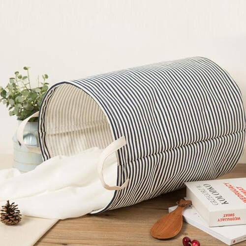 Folding storage laundry basket with fabric bag finish 2