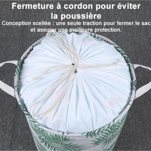 Freestanding laundry basket with large drawstring, lid, foldable laundry storage basket with handle 1