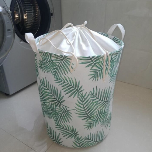 Freestanding laundry basket with large drawstring, lid, foldable laundry storage basket with handle 2