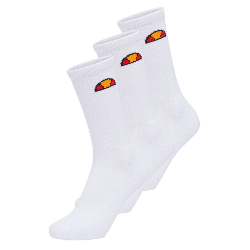 Ellesse (3 Uk-5.5 Uk, ) Mens Tisbi Logo Crew Socks (Pack Of 3) White