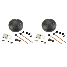 2Sets Portable Metal Drum Black Small Tongue Drum Kit for Music Use
