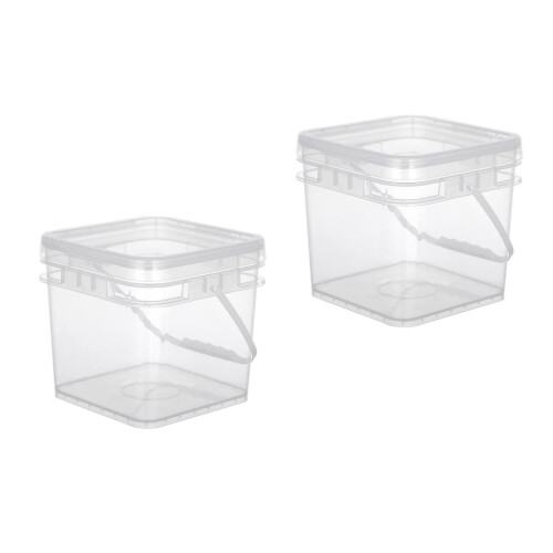 2Pcs Durable Plastic Paint Buckets Square Multi-Use Storage Containers