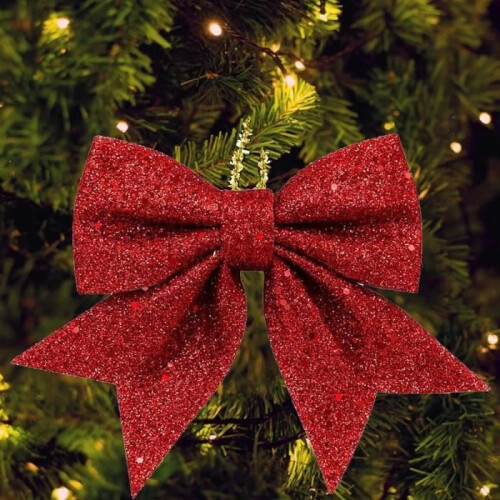 Decorative bow - Red Christmas bow - 8 pieces - Indoor use - Hanging 2
