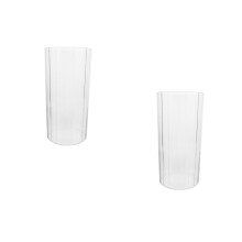 2Pcs Clear Decorative Pet Vase Fluted Unbreakable Modern Flower Vase