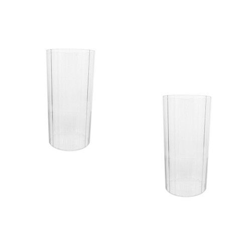 2Pcs Clear Decorative Pet Vase Fluted Unbreakable Modern Flower Vase