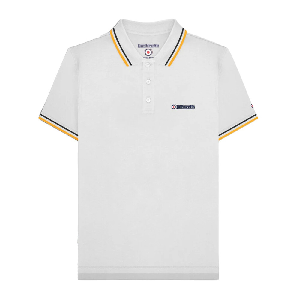 Lambretta (3Xl, White/Black/Gold) Mens Twin Tip Polo Shirt Black