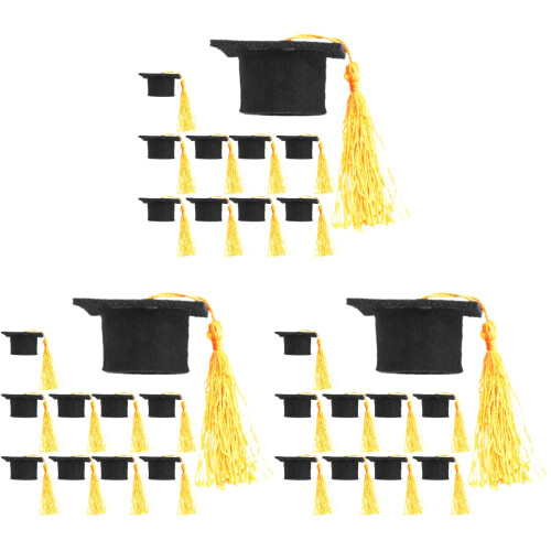 30Pcs Blue Mini Graduation Hats Covers Accessory Decor