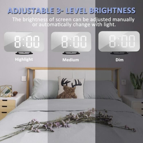 MARSEE LED Digital Alarm Clock - Adjustable Brightness - Dual USB Ports 2