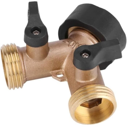 Dubbele kraanaansluiting - Kraanadapter - Messing - 3/4" - Tuinafsluiter 2