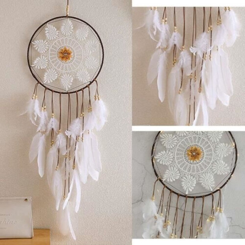 Dreamcatcher - Handmade - 75 cm - White - Home Decor - With Decorative Light 2