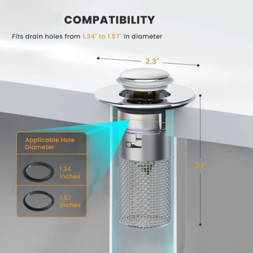Drainage Filter - Stainless Steel - 2PC - Universal - Anti-Blocking - Pop-Up 2