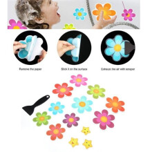 13-Piece Anti-Slip Waterproof Bath Stickers in Flower Shape with Scraper for Bathtub