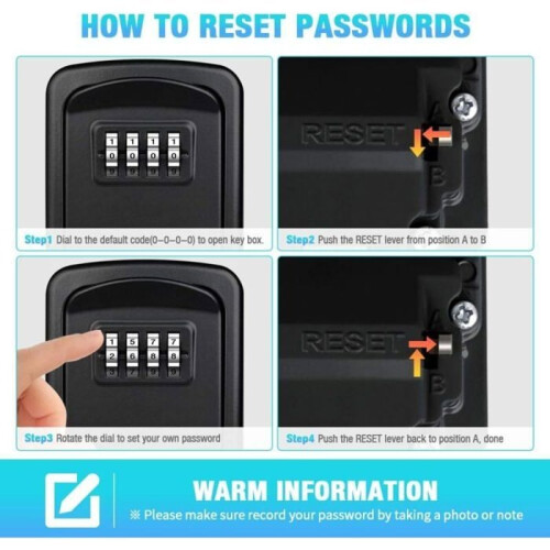 Secure Key Box, Wall-Mounted Key Safe [Waterproof and Rustproof] [Indoor and Outdoor Use] 2