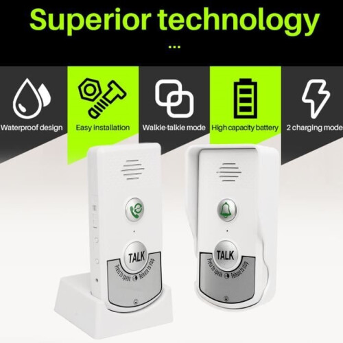 Wireless Intercom Doorbell - SALUTUYA - 1000m - Wireless Power Supply - ABS - IP54 1