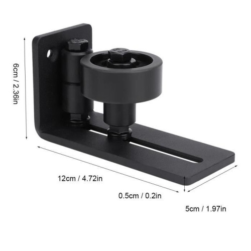 Adjustable floor guide - Carbon steel - Black - Double roller with small roller - 0.5cm thick 2