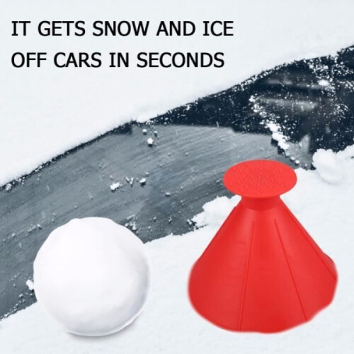 Blue Style 2-Piece Winter Car Magic Window Windshield Ice Scraper Funnel Shaped Snow Remover Cone 1