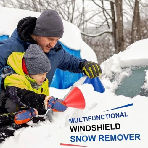 Blue Style 2-Piece Winter Car Magic Window Windshield Ice Scraper Funnel Shaped Snow Remover Cone 2