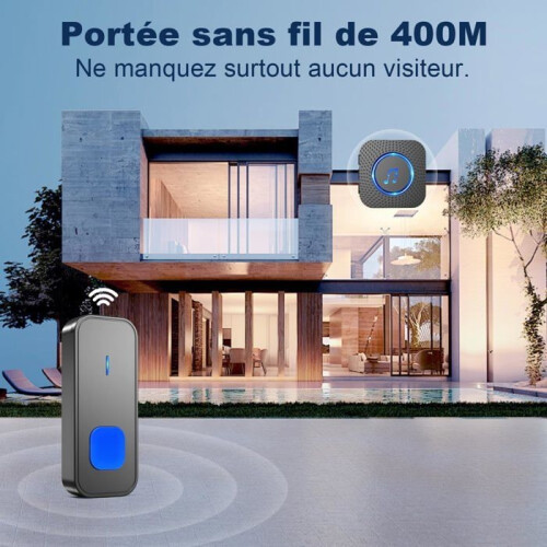 Wireless Doorbell - AIMOONSA - Plug-in Receiver Kit - 400m Range - Waterproof - 110 dB 2