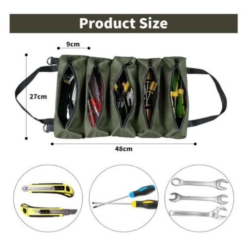 Rolling Tool Bag, Portable Canvas Tool Bag with 5 Zippered Pockets, Small Rolling Tool Bag 1