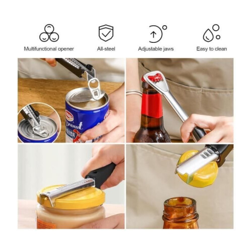 Adjustable jar opener for weak hands, adjustable multi-function stainless steel can opener, lid handle (1 piece) - wj