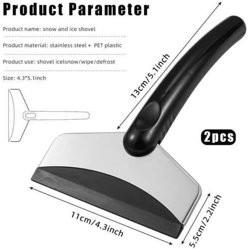 Heavy-Duty Ice Scraper for Frosty Car Windshields, Windshield Scraper, Car Ice Scraper with Handle, 2 Pieces. 1