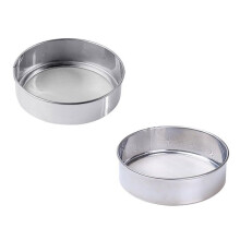Set of 2 fine stainless steel flour sifters, round mesh sieves, powder strainer, baking tools, kitchen gadget