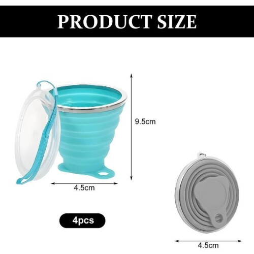 Collapsible Cup - Camping - 4 Pieces - Silicone - Reusable - BPA Free 1
