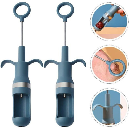 Plum pitter - Cherry pitter - With comfortable handle - Removes cherry pits (Blue) 2