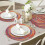 Placemats - Set van 6 - Rond - Wasbaar - Hittebestendig - Rood 2