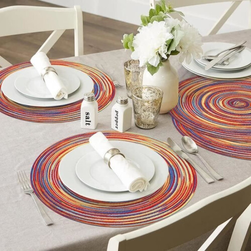 Placemats - Set van 6 - Rond - Wasbaar - Hittebestendig - Rood 1