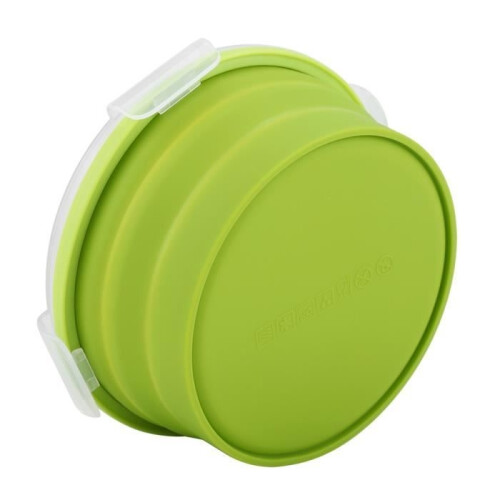 Lunch box - QIILU - Round model - 800 ml - Food-grade silicone - Collapsible and stackable 1