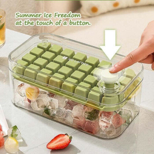 Ice Cube Tray with Lid, 64 Pieces Square Ice Cube Trays, Easy Release Ice Cube Mold 1