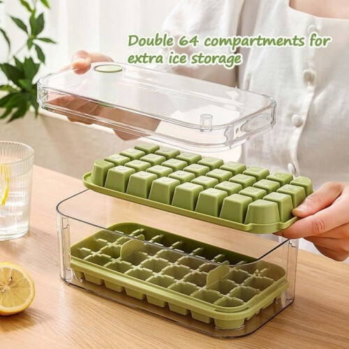 Ice Cube Tray with Lid, 64 Pieces Square Ice Cube Trays, Easy Release Ice Cube Mold 2