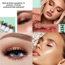Eyeshadow pencil - PASSIONOVA - 12-color set - Metallic - Long-lasting - Eyes and lips