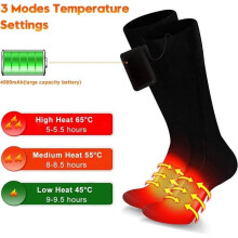 4000mAh Rechargeable Heated Socks - MARSEE - 3 Electric Temperature Settings - Black
