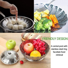 Stainless Steel Steamer Basket, 9" Stainless Steel Steamer for Pressure Cooker, Steaming Basket, Daisy Flower Design - Foldable