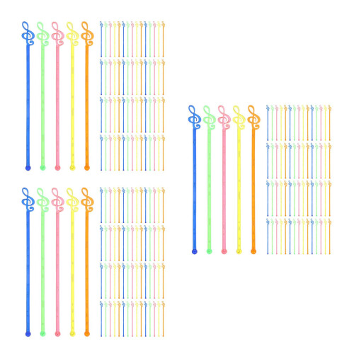 150Pcs Multi Color Musical Note Cocktail Bar Tools
