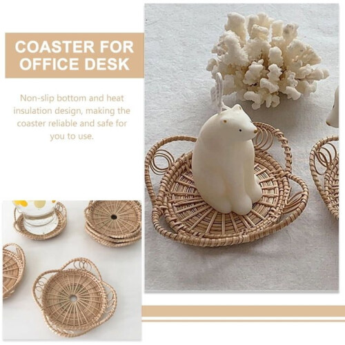 Set of 2 woven coasters for office, home decor, coasters... 1