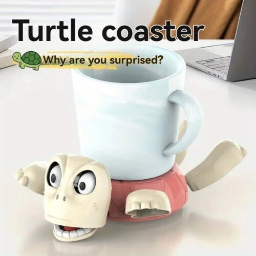 3D Printed Turtle Coaster, Novelty Scared Turtle Coaster, Cute Insulated Cup Holder (Pink) 1