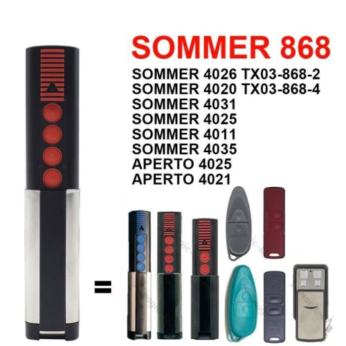 Afstandsbediening - SOMMER - 4020 TX03-868-4 - 4 kanalen - Scrollende code - Wit 1