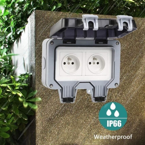 Outdoor electrical socket - Waterproof - IP66 - Double socket - 16A - UV protection 1